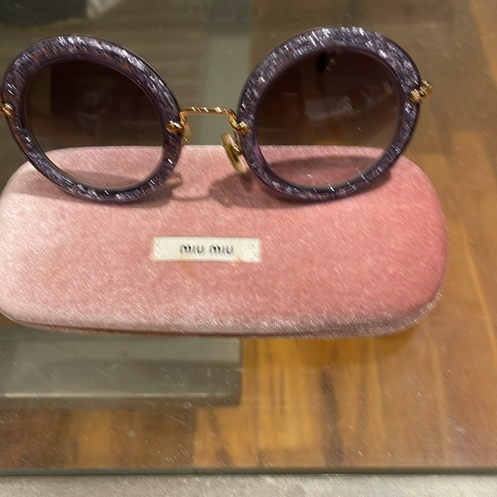 Miu Miu round sunglasses preowned good condition color purple with case